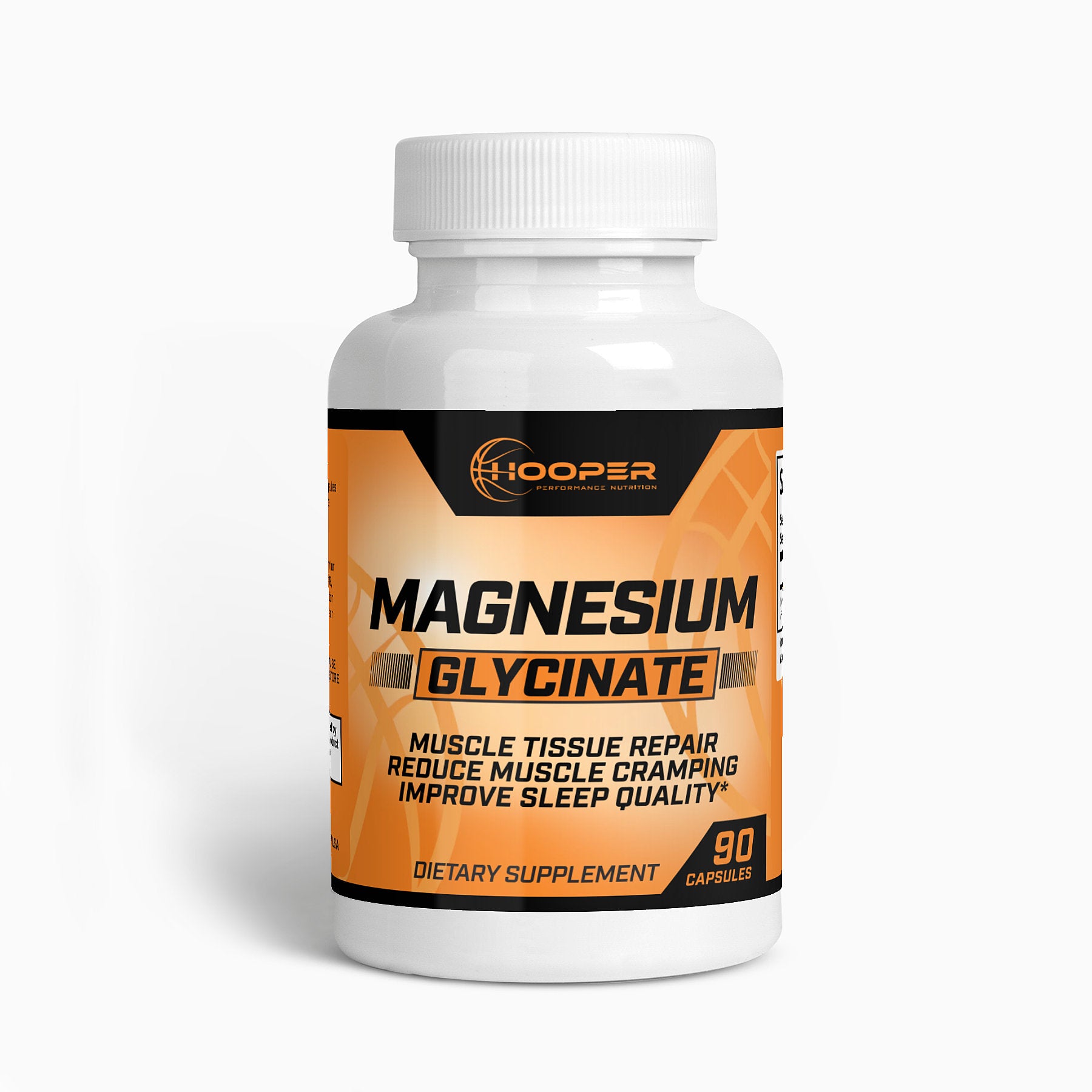 Bottle of Magnesium Glycinate dietary supplement with 90 capsules.
